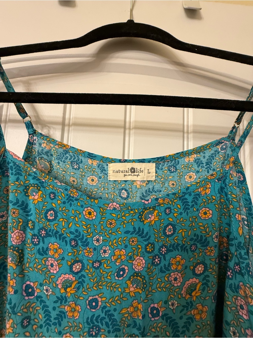 NATURAL LIFE Teal Floral Jumpsuit with flower Accents Large